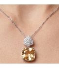 Кулон Swarovski Квадрат на основі каміння родіум (Медична сталь)