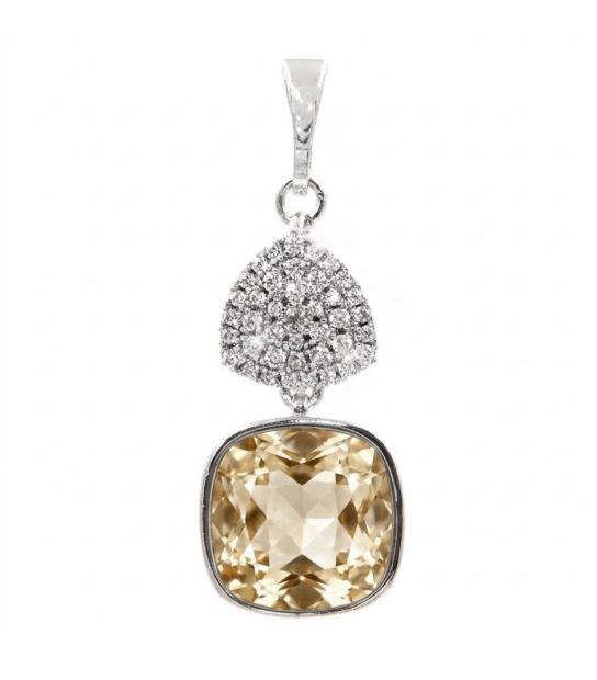 Кулон Swarovski Квадрат на основі каміння родіум (Медична сталь)