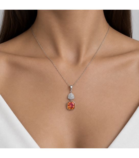 Кулон Swarovski Квадрат на основании из камней родиум (Медицинская сталь)