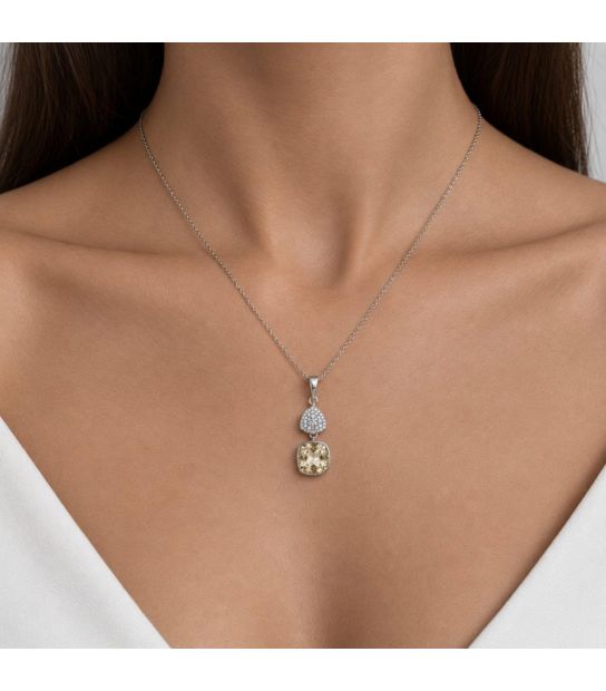 Кулон Swarovski Квадрат на основании из камней родиум (Медицинская сталь)