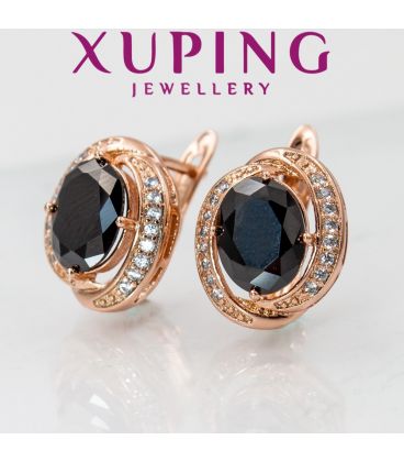 Серьги Xuping позолота "Овальный камент в завитке"