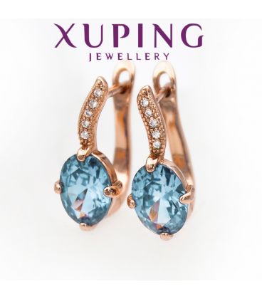 Серьги позолота "Овальный камень на изгибе"