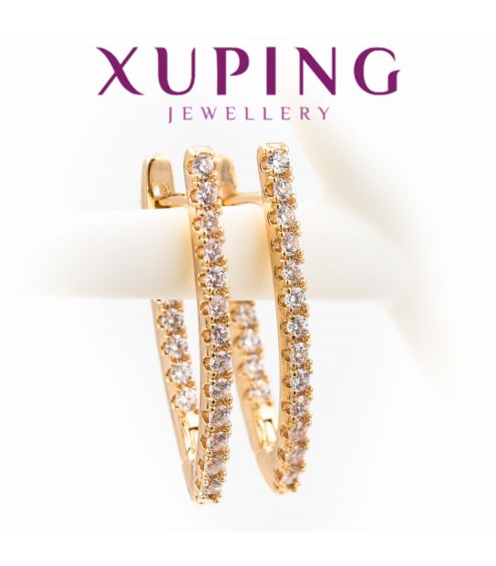 Сережки Xuping Дорожка-паличка (голочки) лимонна позолота (Медичне золото)