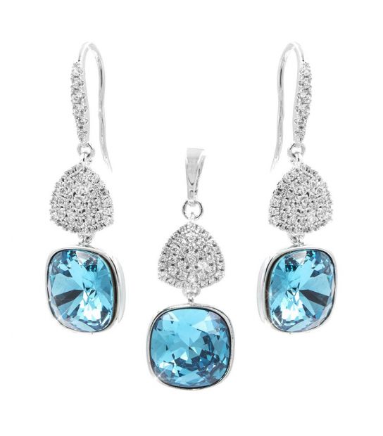 Набір Swarovski "Сяйво" родіум (Медична сталь)